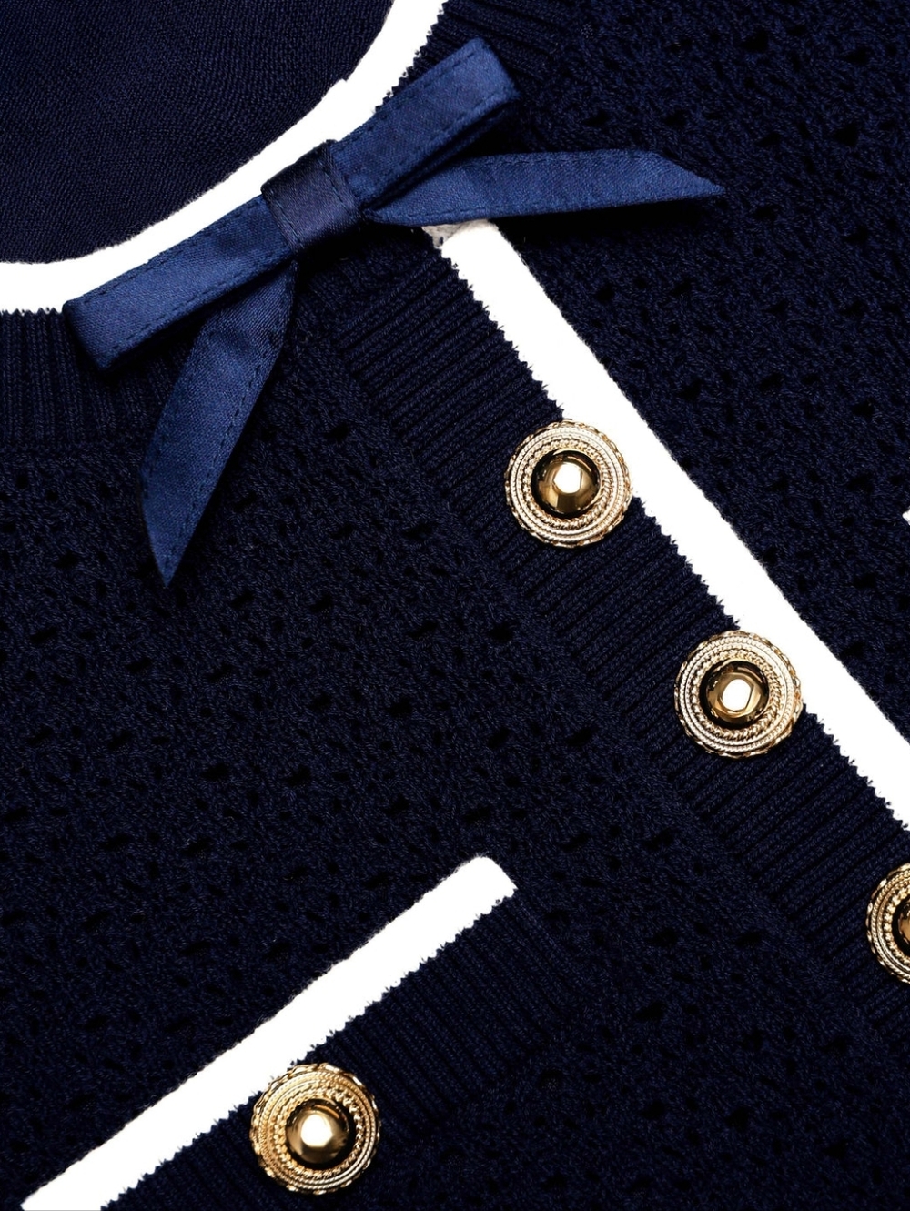 Self Portriat Navy Bow Knit Mini Dress - Picture 5 of 13